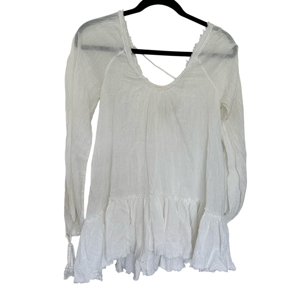 Rebecca Taylor (4) White Boho Chic Flowy Tunic Blouse - Romantic, Cottagecore